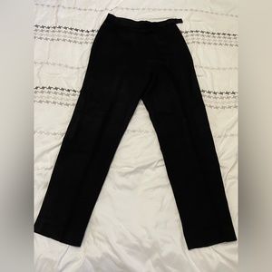 Black pleated lined side zip dress pants.